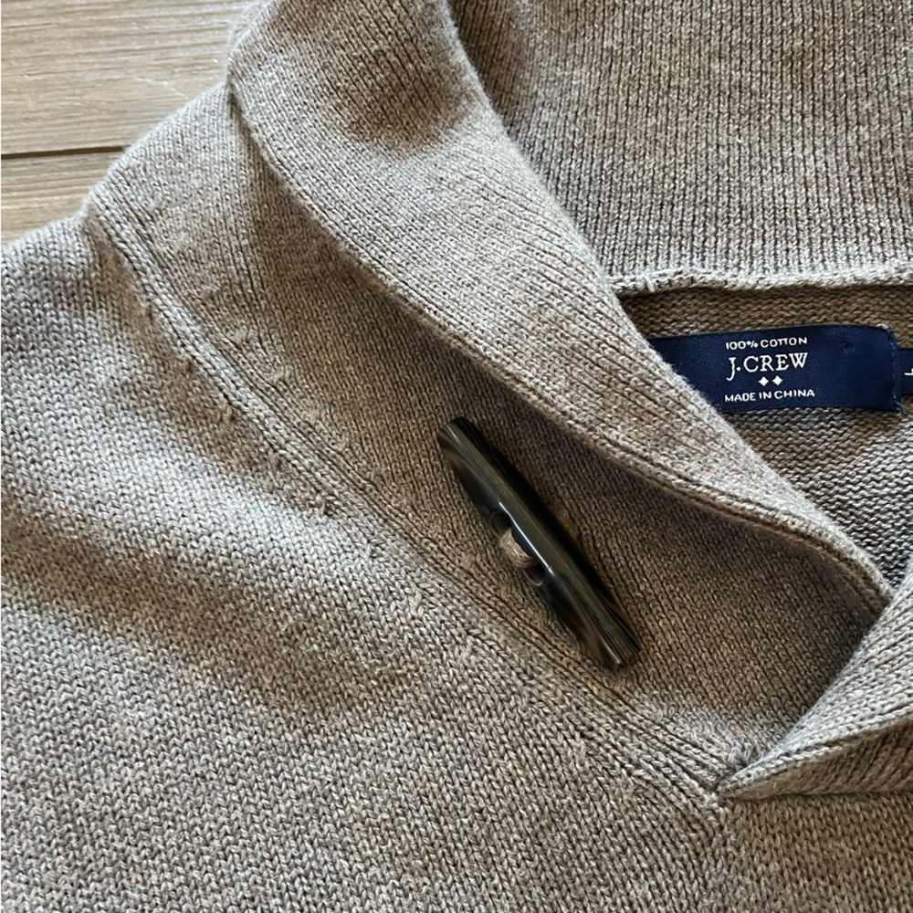 J. Crew Men's Brown 100% Cotton V-Neck Sweater Large - Picture 5 of 7